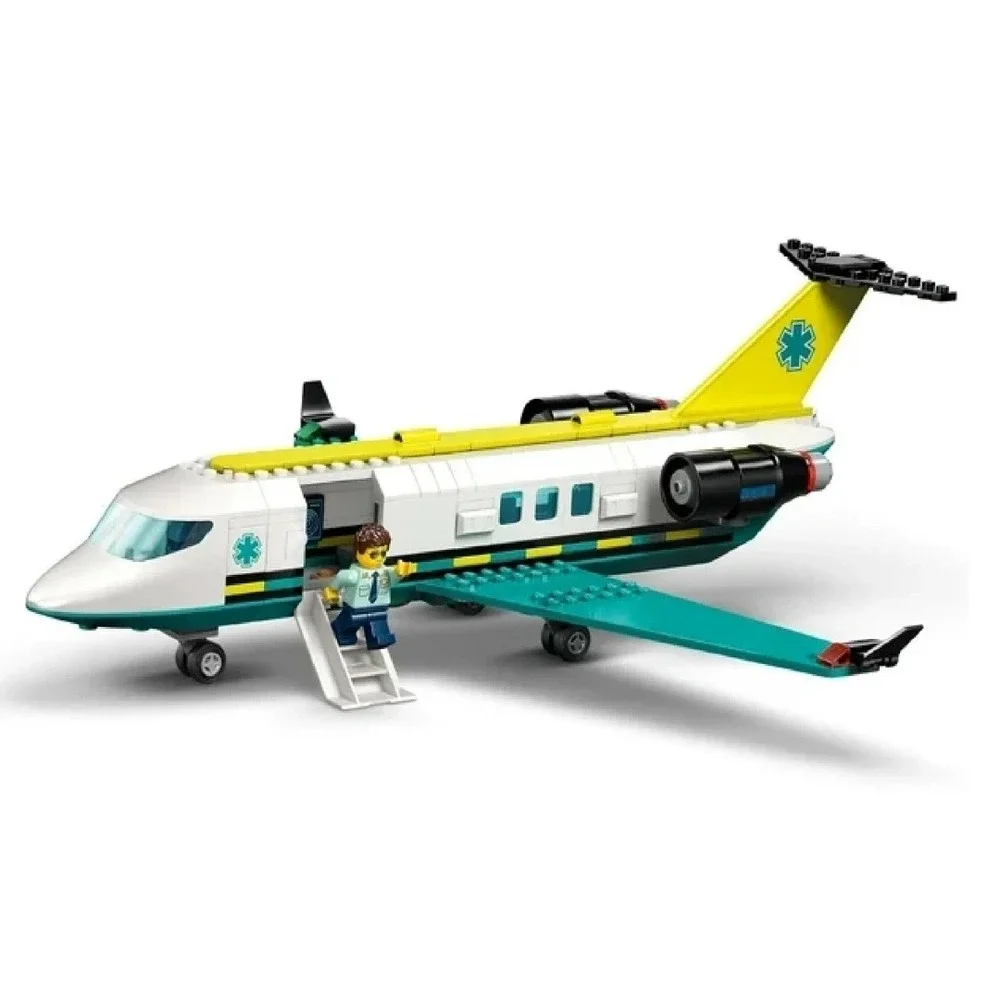 LEGO Air Ambulance Kids 403pc White New City 60465 Jet Snowmobile Set